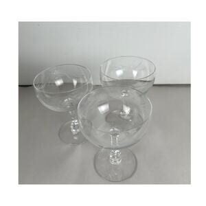 Champagne Sherbet Glasses Fostoria Carousel Signed on Bottom 4.75" T 3.75" Dia.